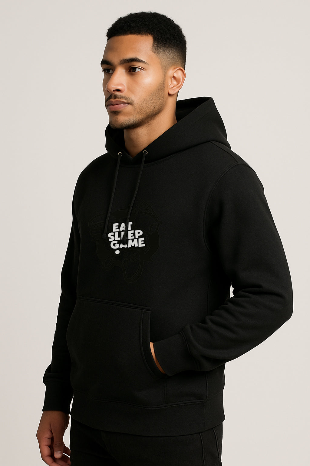 Sweatshirt :Eat Sleep Game Printed Kangaroo Pocket Full Sleeve Hoodie