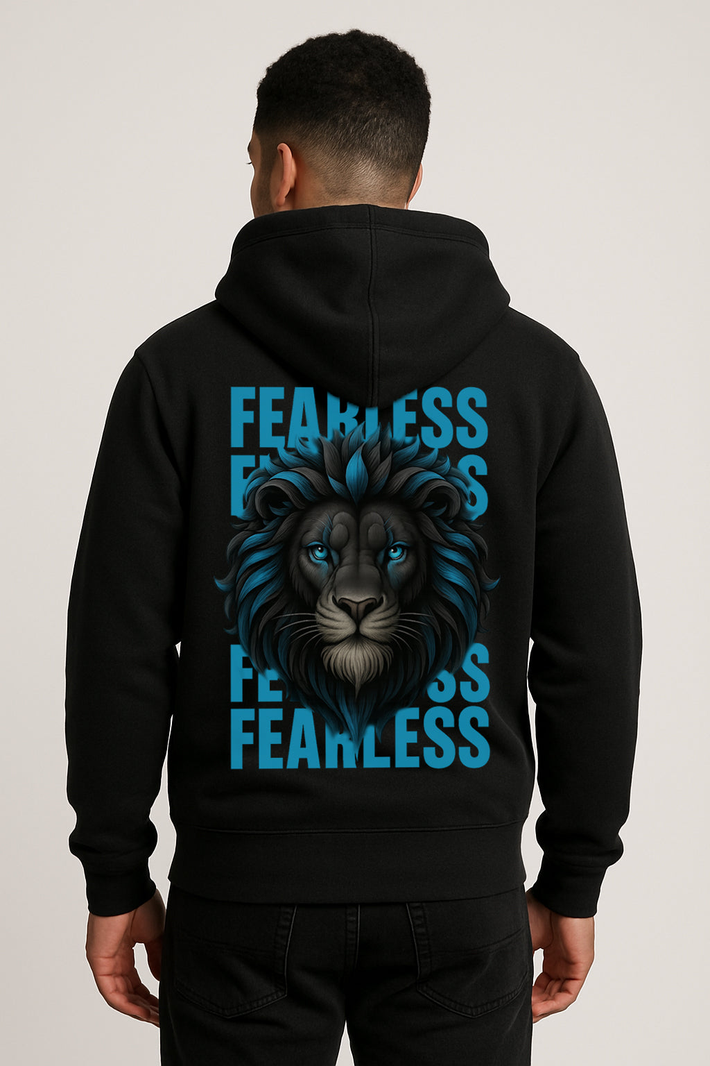 Sweatshirt :Fearless Printed Kangaroo Pocket Full Sleeve Hoodie