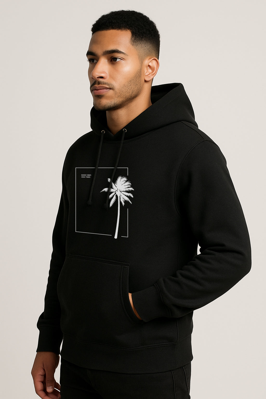 Sweatshirt :GoodVibes Printed Kangaroo Pocket Full Sleeve Hoodie