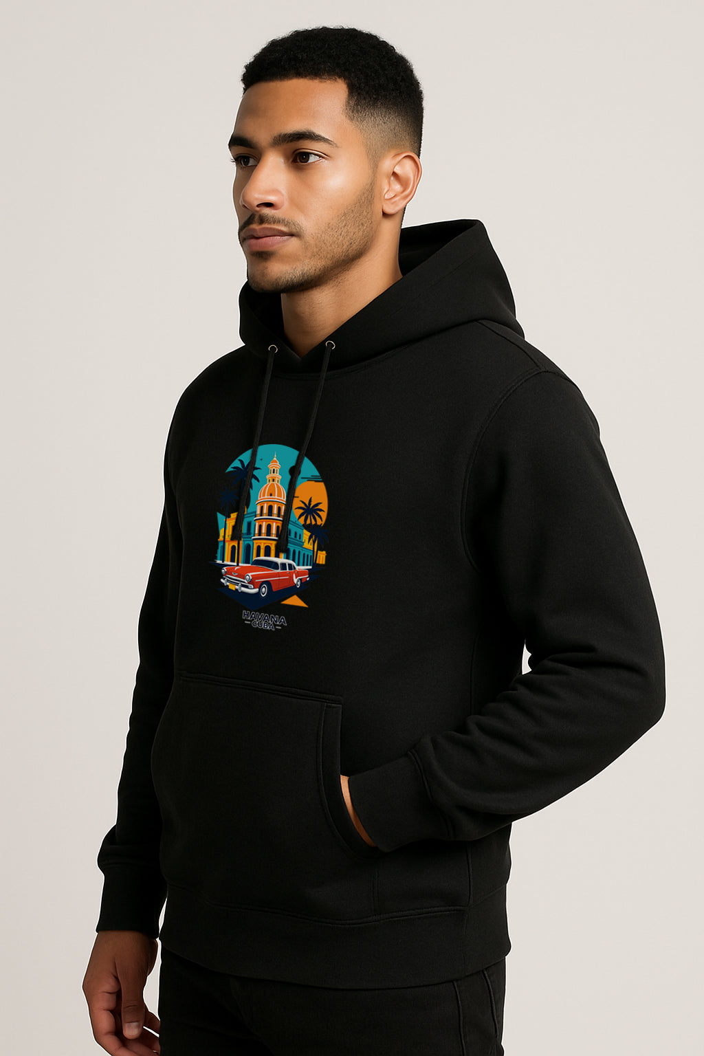 Sweatshirt :Havana Cuba Printed Kangaroo Pocket Full Sleeve Hoodie
