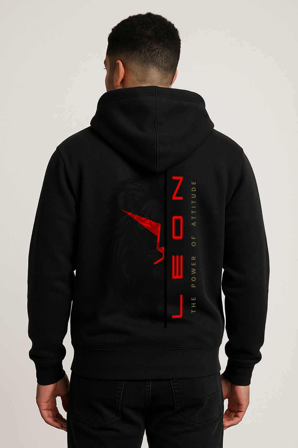 Sweatshirt : Lion Power Printed Kangaroo pocket Hoodie