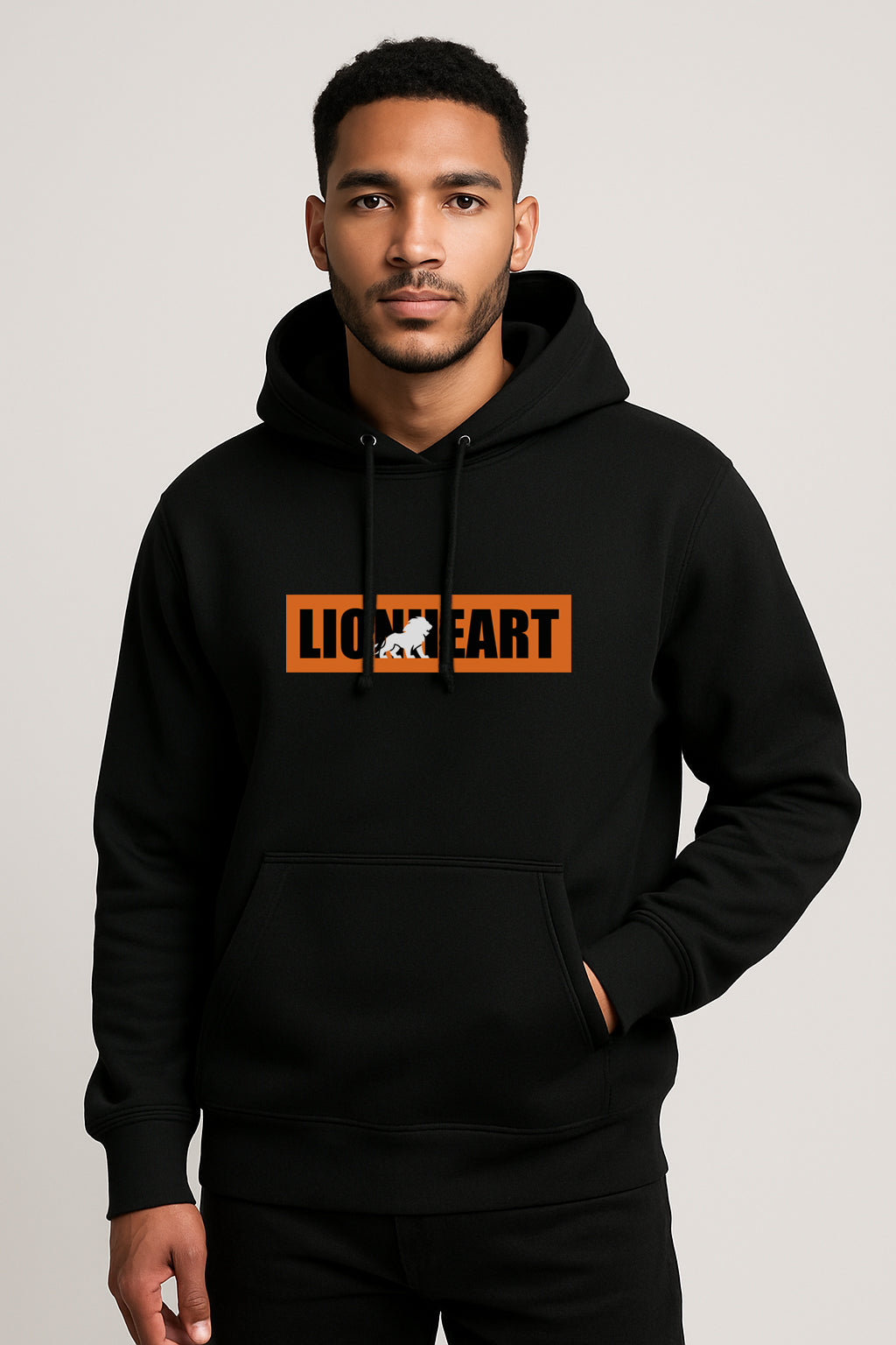 Sweatshirt : Lion  Heart Printed Kangaroo pocket Hoodie