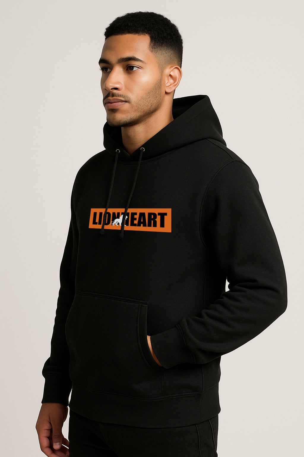 Sweatshirt : Lion  Heart Printed Kangaroo pocket Hoodie