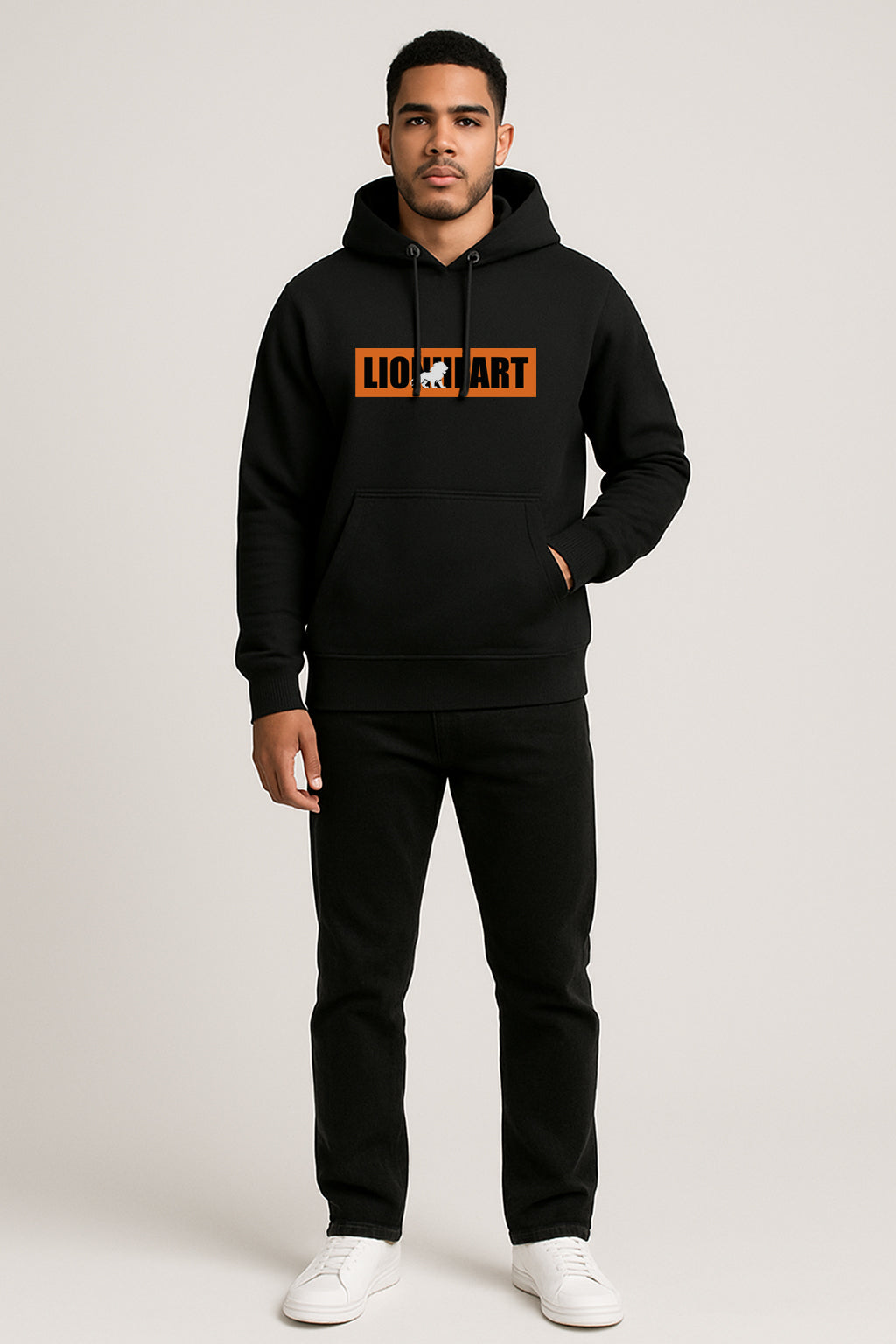 Sweatshirt : Lion  Heart Printed Kangaroo pocket Hoodie