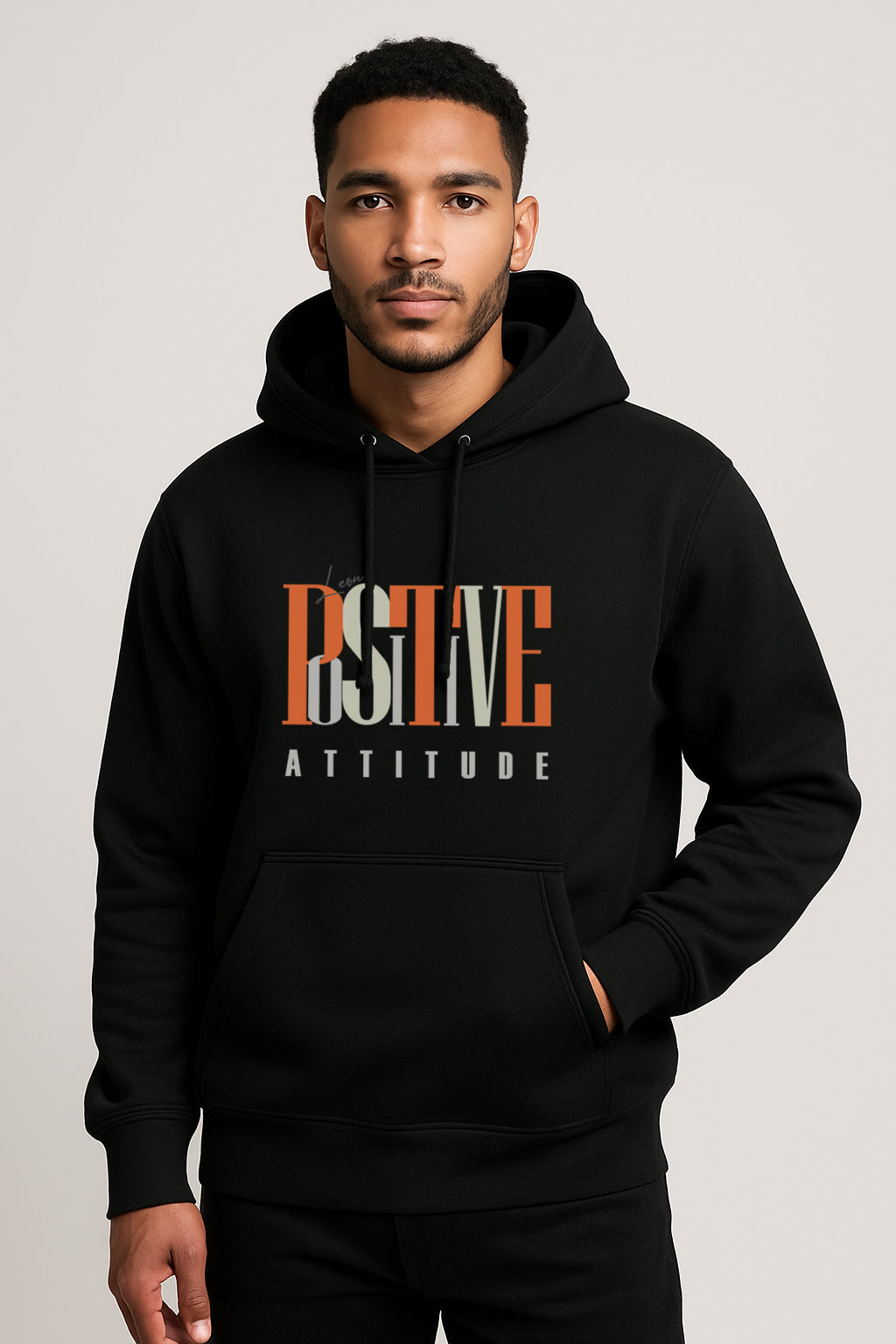 Sweatshirt : Positive Printed Kangaroo pocket Hoodie