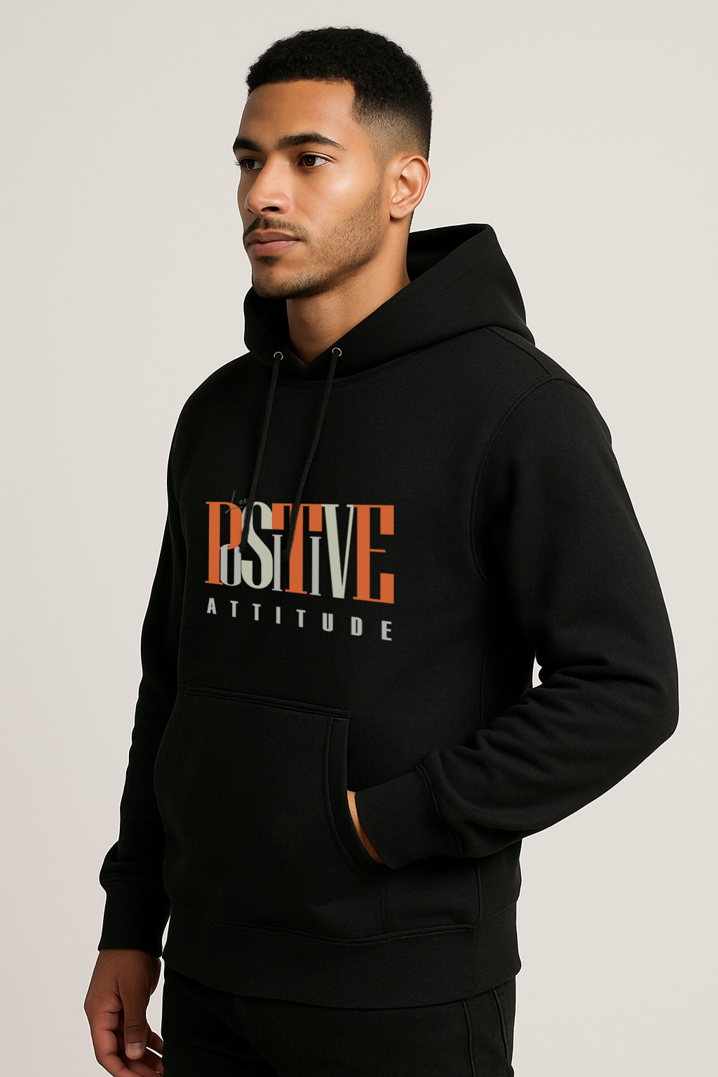 Sweatshirt : Positive Printed Kangaroo pocket Hoodie