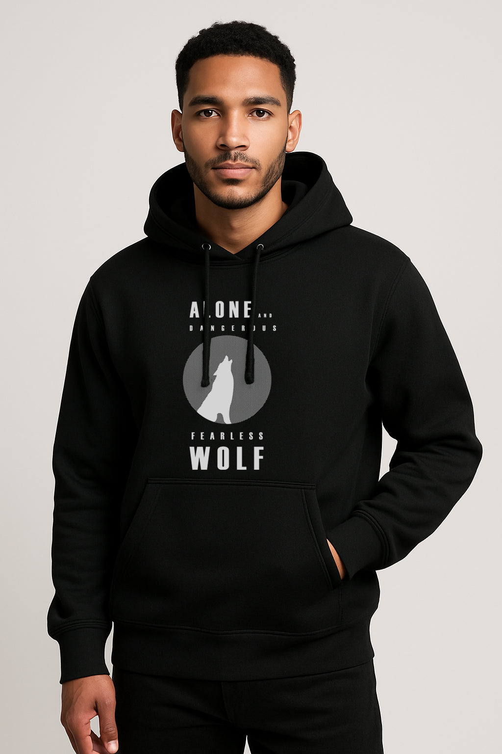 Sweatshirt : Wolf Printed Kangaroo pocket Hoodie