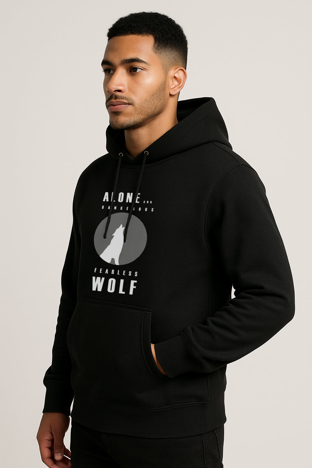 Sweatshirt : Wolf Printed Kangaroo pocket Hoodie