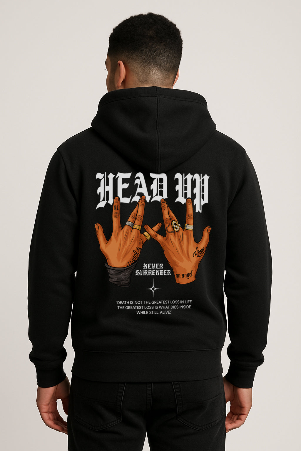 Sweatshirt :Headup Printed Kangaroo Pocket  Full Sleeve Hoodie