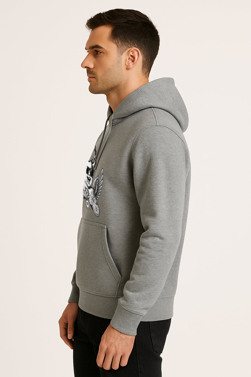 Sweatshirt :Angel Printed Kangaroo Pocket Full Sleeve Hoodie