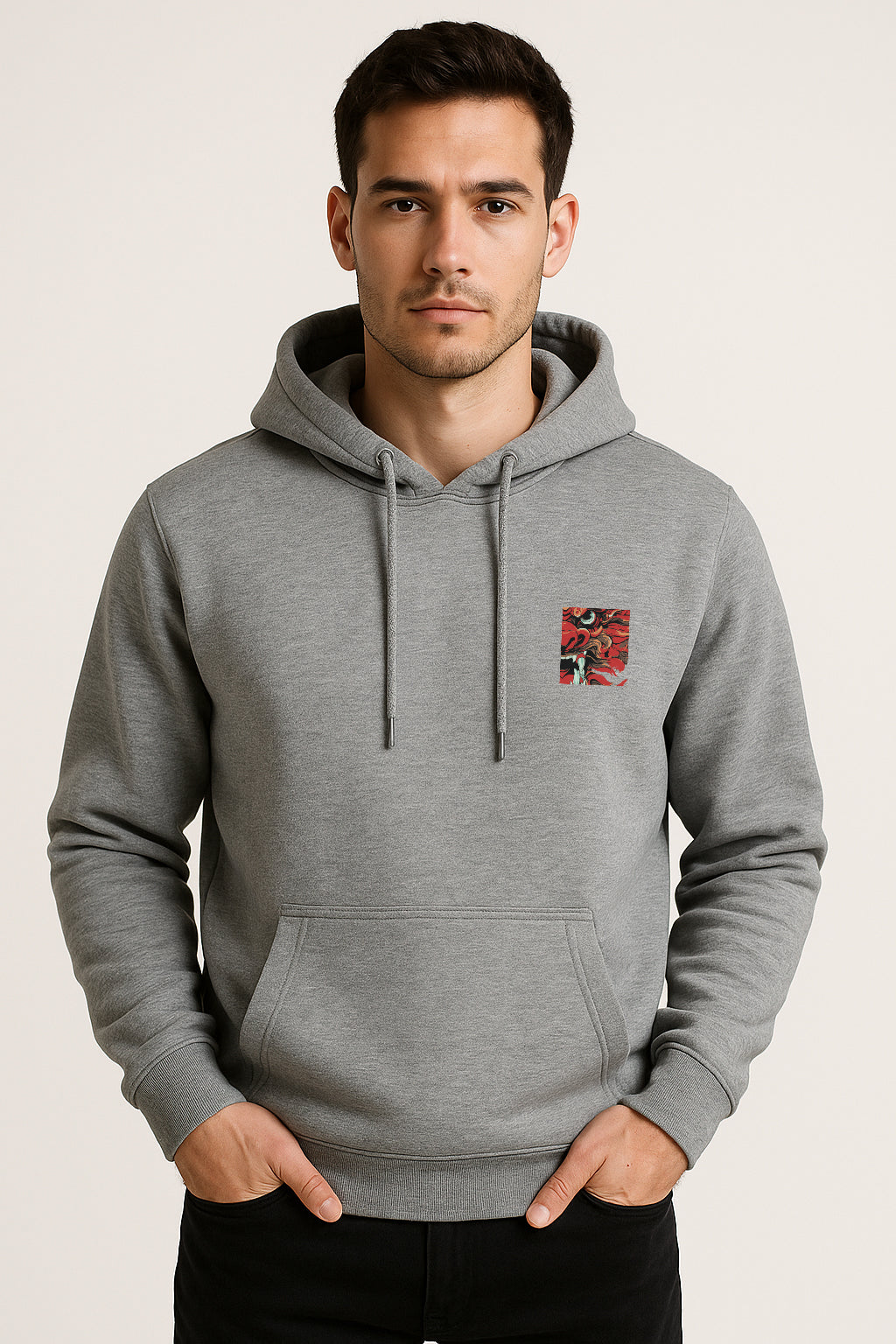 Sweatshirt : Dragon Printed Kangaroo pocket Hoodie