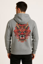 Sweatshirt : Dragon Printed Kangaroo pocket Hoodie