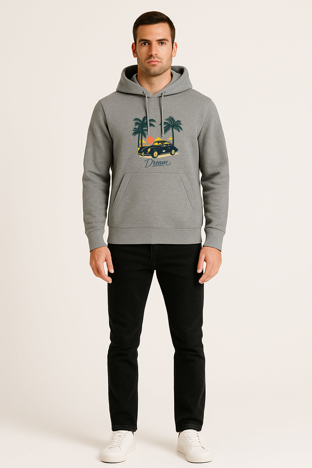Sweatshirt :Dream Printed Kangaroo Pocket Full Sleeve Hoodie
