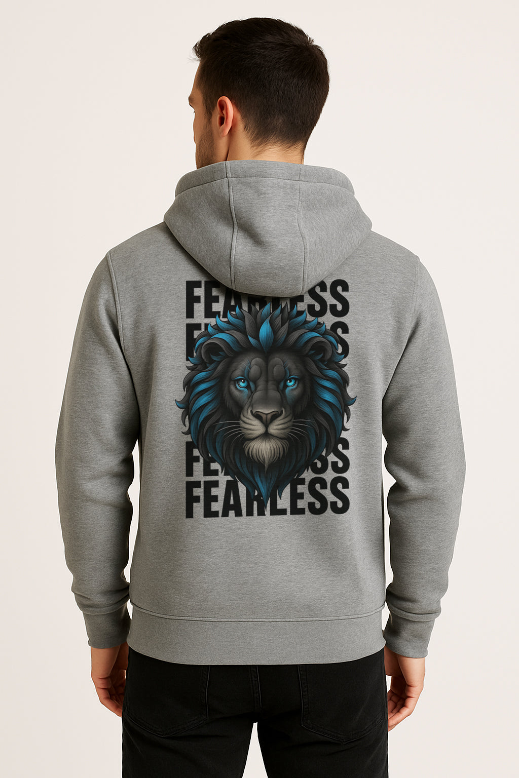 Sweatshirt :Fearless Printed Kangaroo Pocket Full Sleeve Hoodie