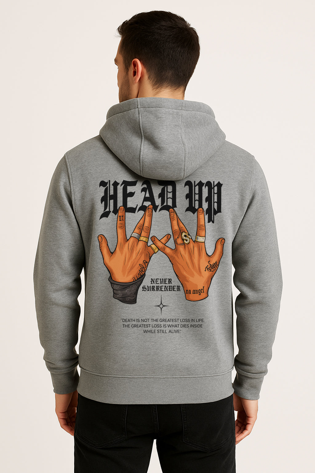 Sweatshirt :Headup Printed Kangaroo Pocket  Full Sleeve Hoodie