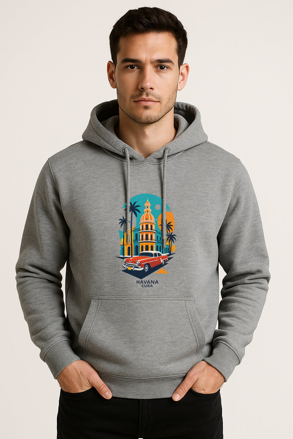 Sweatshirt :Havana Cuba Printed Kangaroo Pocket Full Sleeve Hoodie