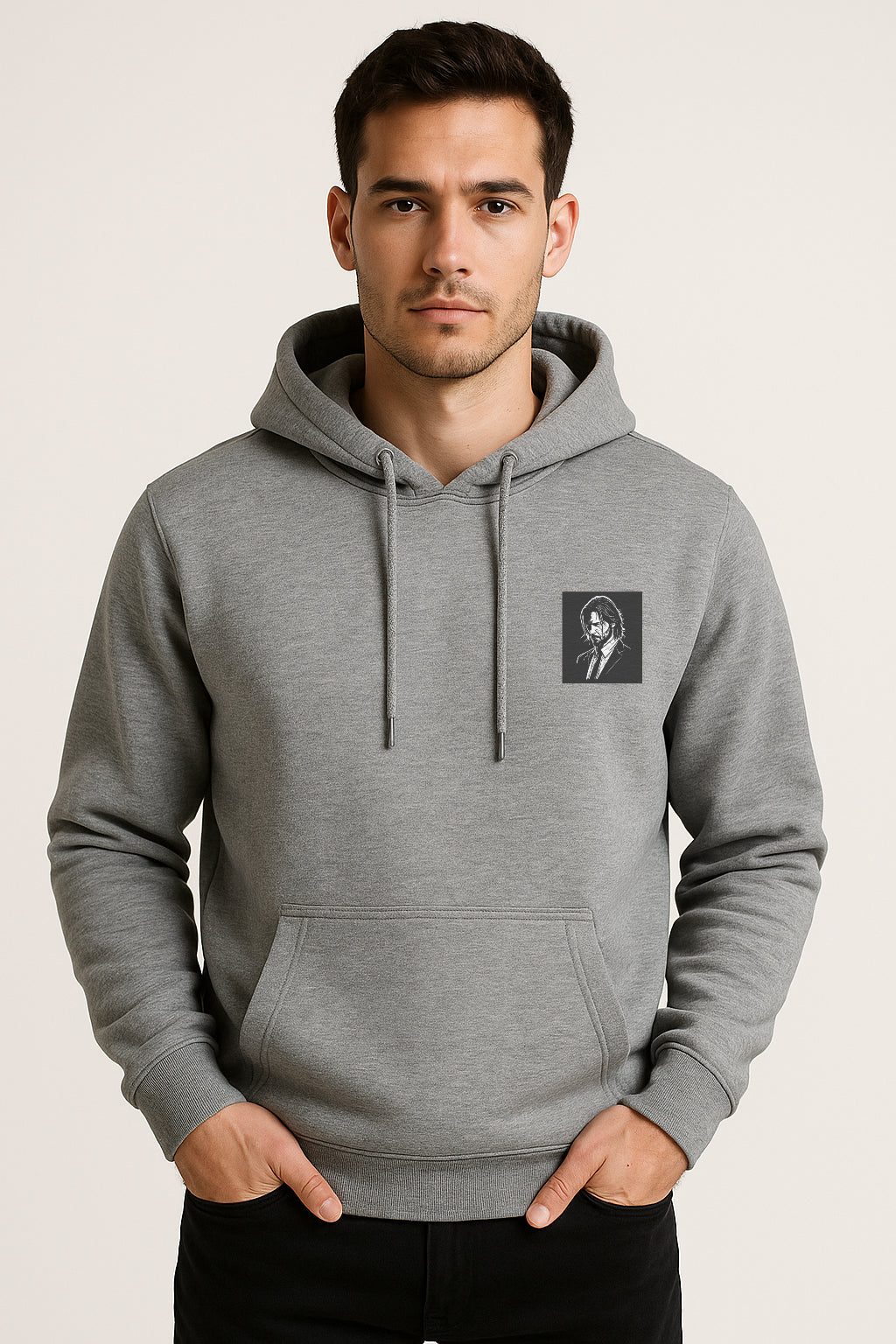 Sweatshirt : John Printed Kangaroo pocket Hoodie