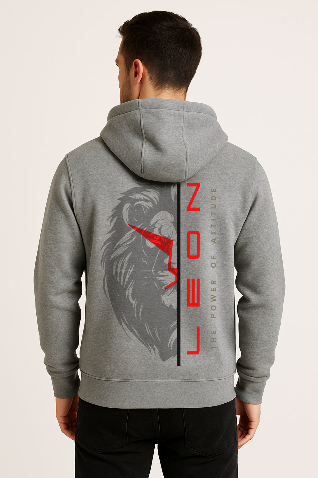 Sweatshirt : Lion Power Printed Kangaroo pocket Hoodie