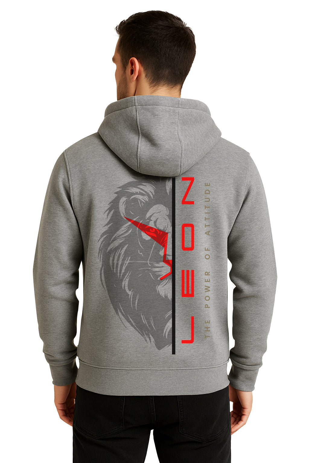 Sweatshirt : Lion Power Printed Kangaroo pocket Hoodie