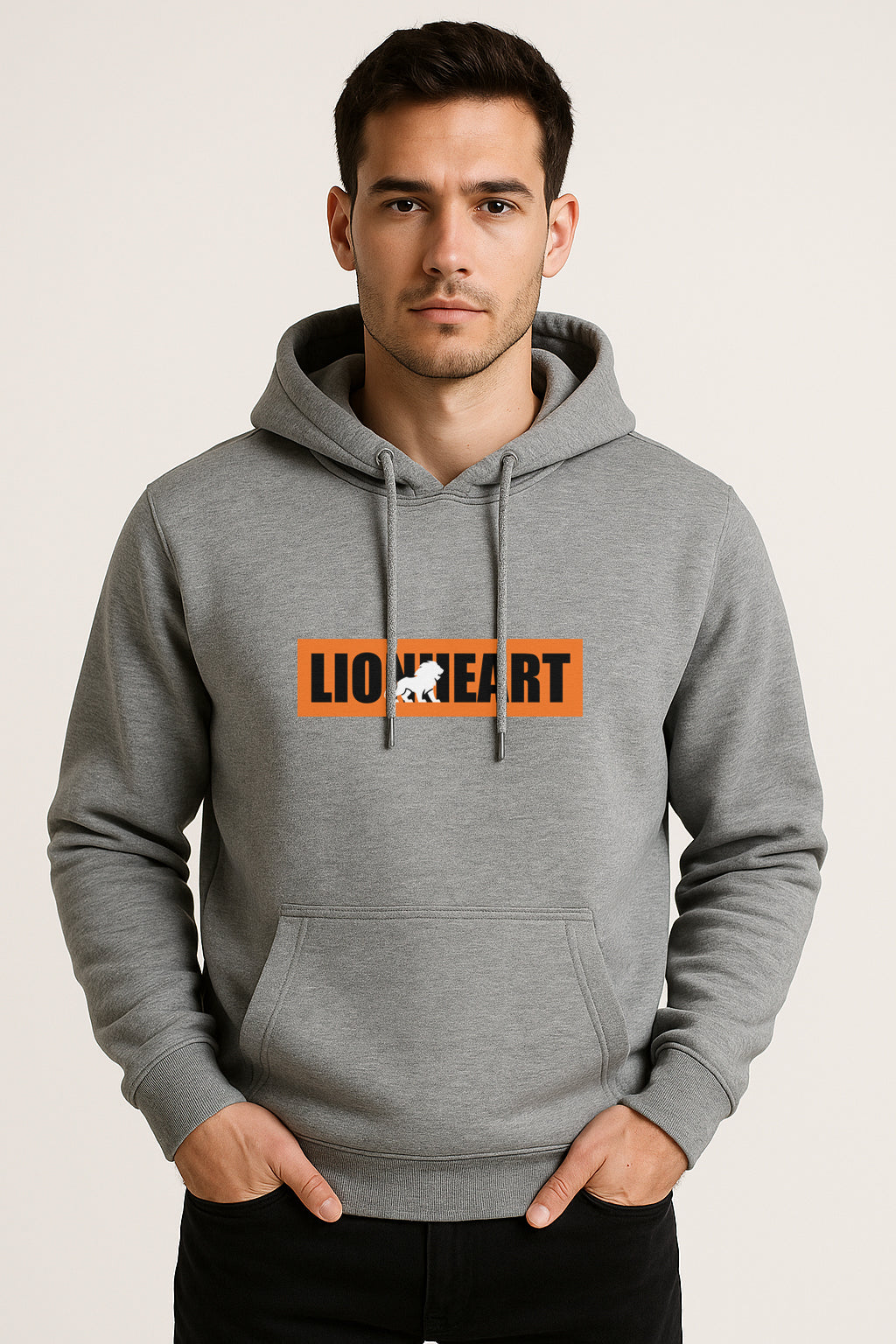 Sweatshirt : Lion  Heart Printed Kangaroo pocket Hoodie