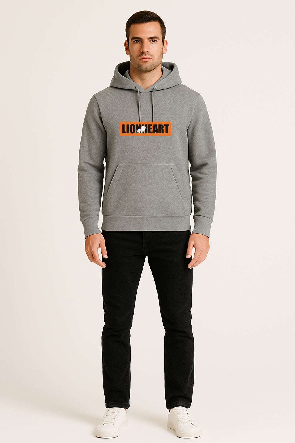 Sweatshirt : Lion  Heart Printed Kangaroo pocket Hoodie