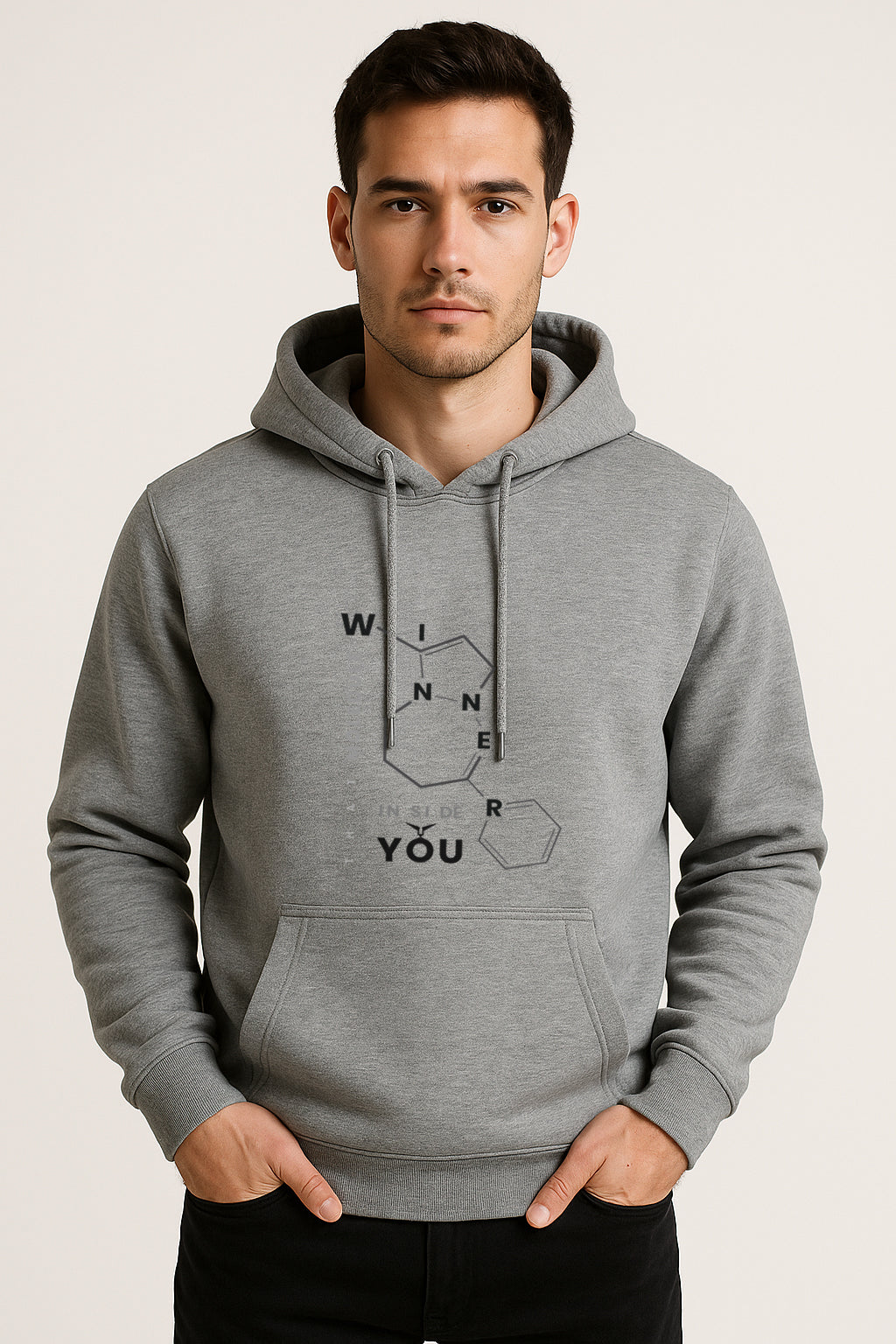 Sweatshirt : Winner Printed Kangaroo pocket Hoodie