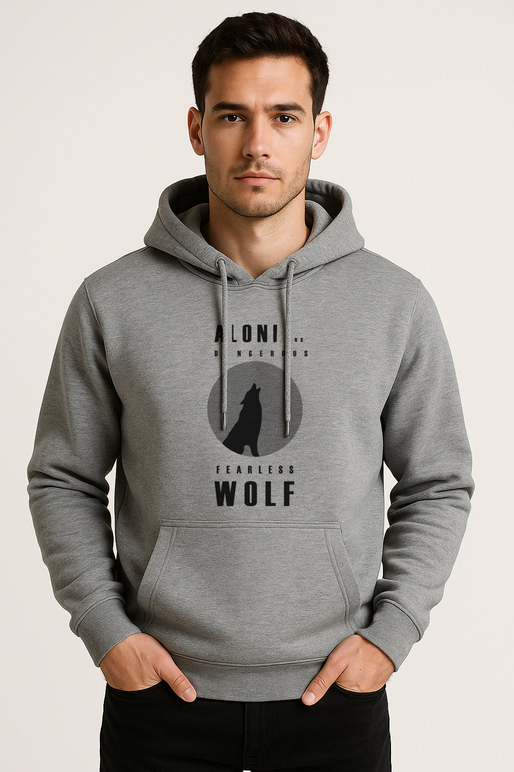 Sweatshirt : Wolf Printed Kangaroo pocket Hoodie
