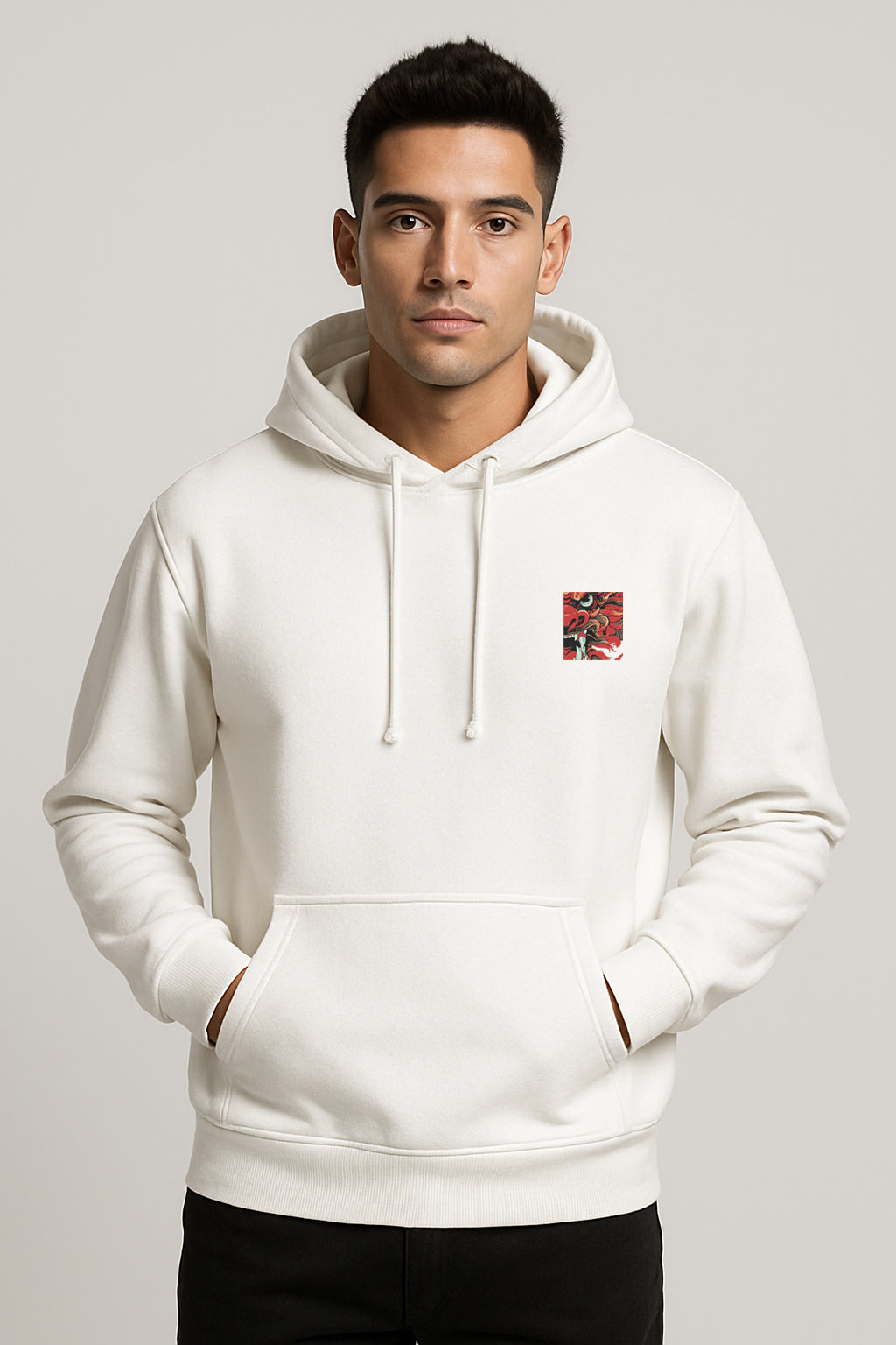 Sweatshirt : Dragon Printed Kangaroo pocket Hoodie