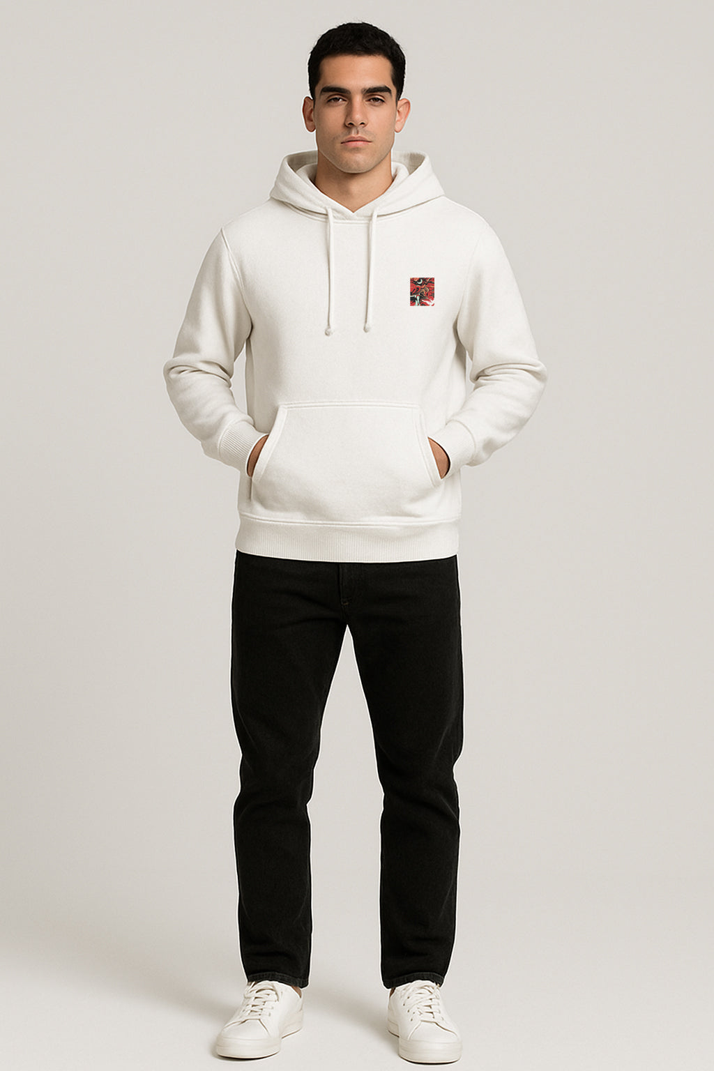 Sweatshirt : Dragon Printed Kangaroo pocket Hoodie
