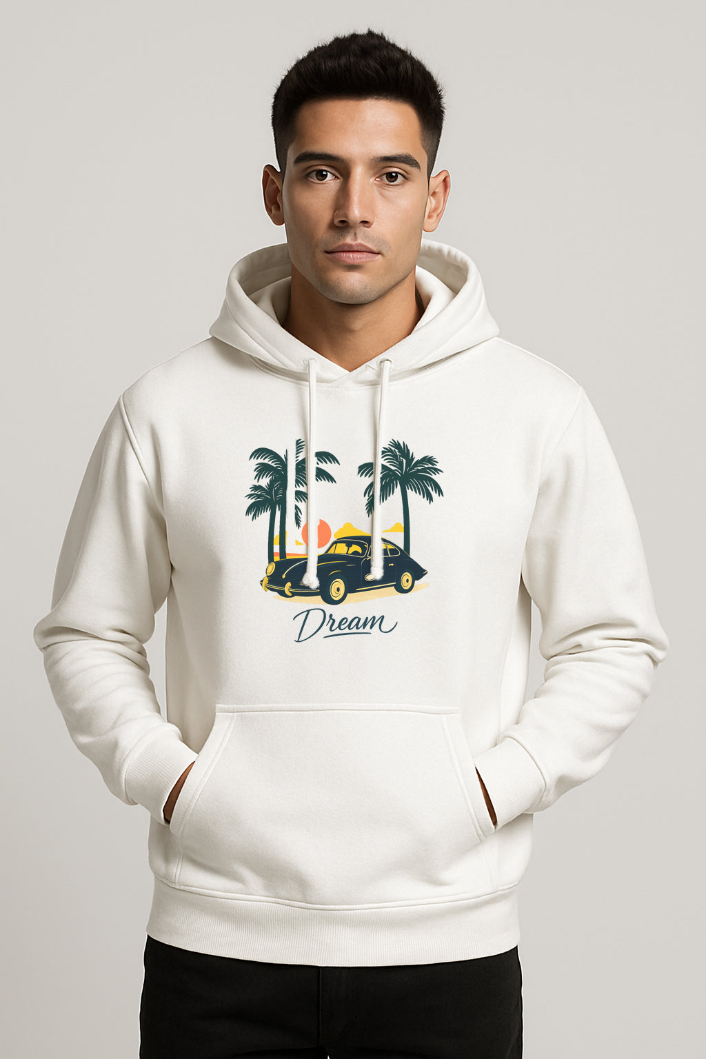 Sweatshirt :Dream Printed Kangaroo Pocket Full Sleeve Hoodie