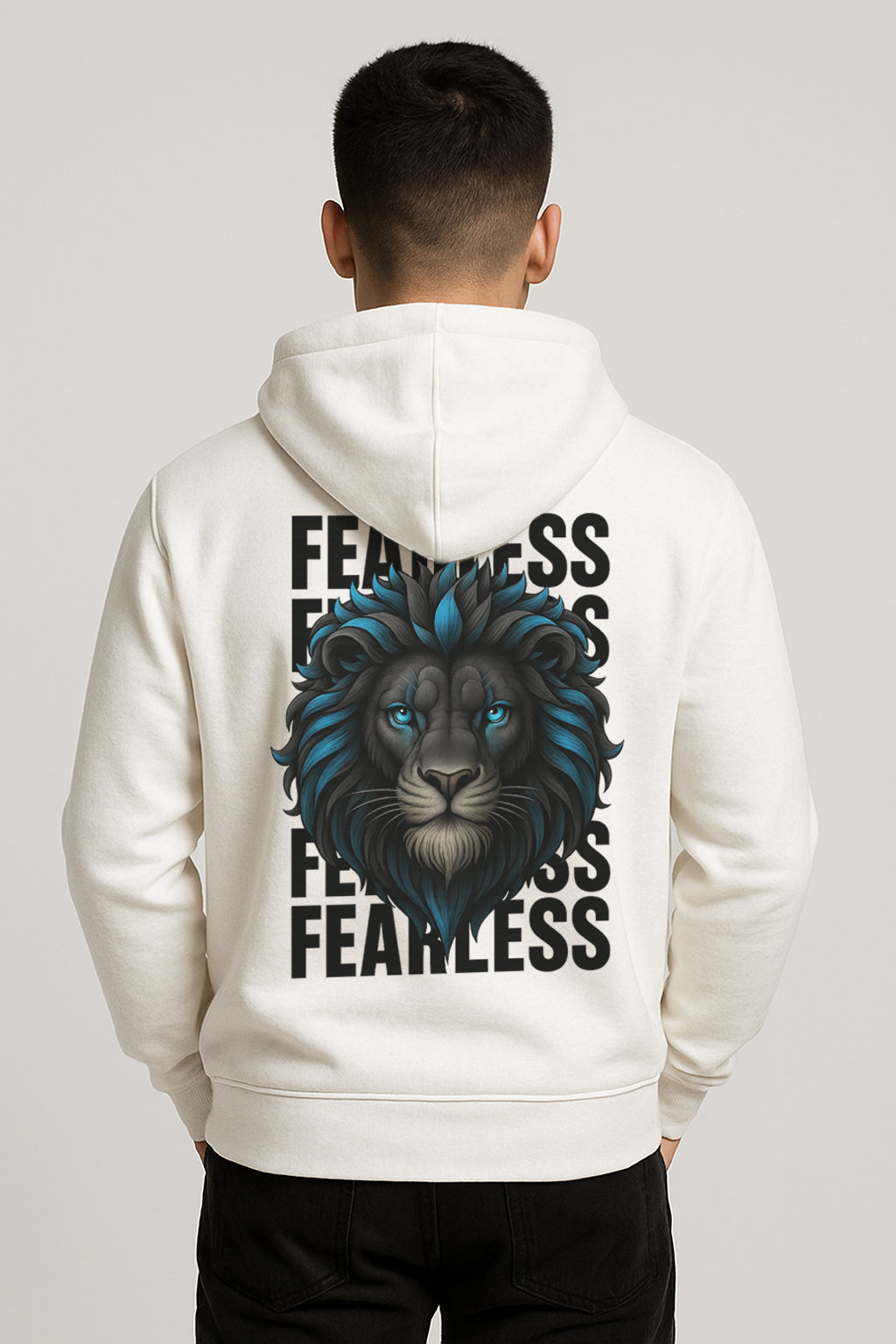Sweatshirt :Fearless Printed Kangaroo Pocket Full Sleeve Hoodie