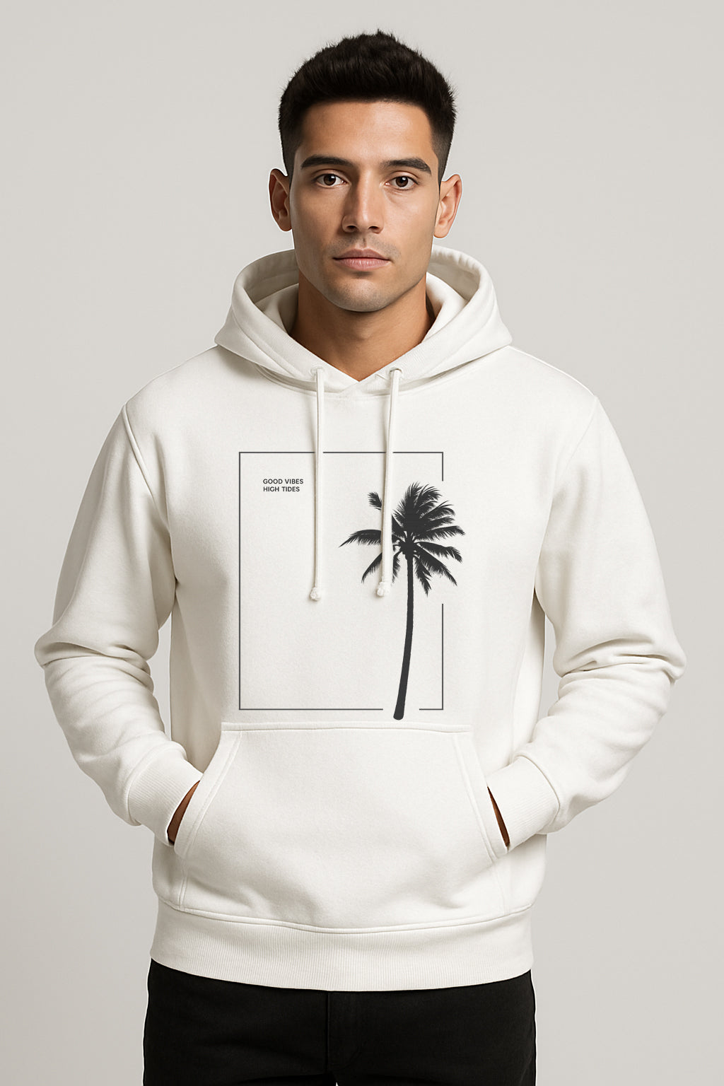 Sweatshirt :GoodVibes Printed Kangaroo Pocket Full Sleeve Hoodie