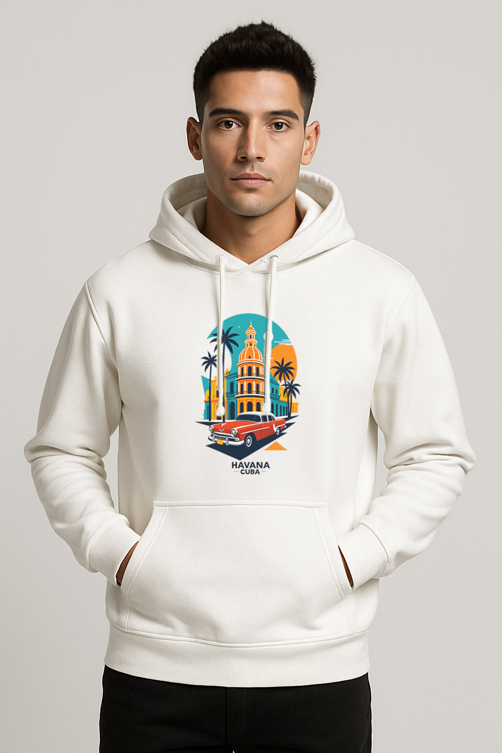 Sweatshirt :Havana Cuba Printed Kangaroo Pocket Full Sleeve Hoodie