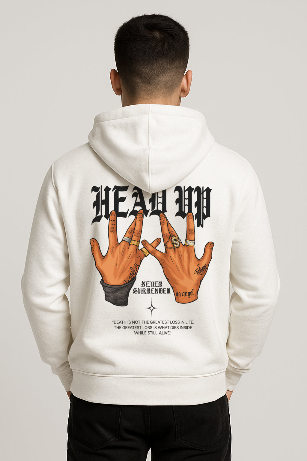 Sweatshirt :Headup Printed Kangaroo Pocket  Full Sleeve Hoodie