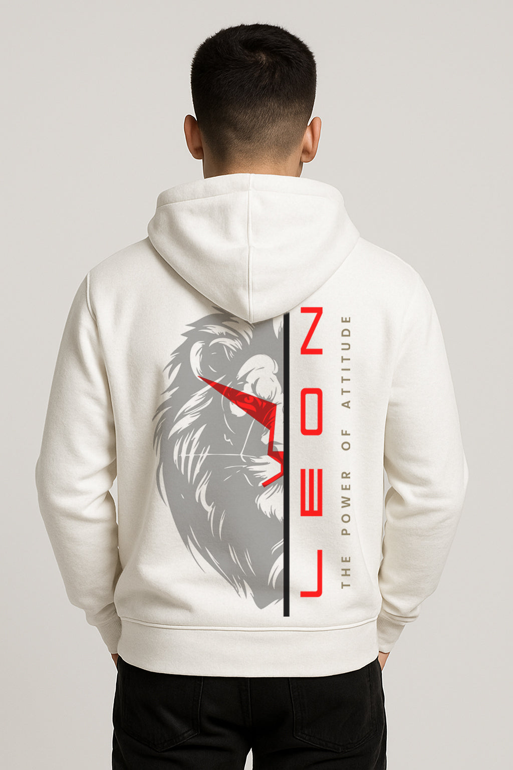 Sweatshirt : Lion Power Printed Kangaroo pocket Hoodie