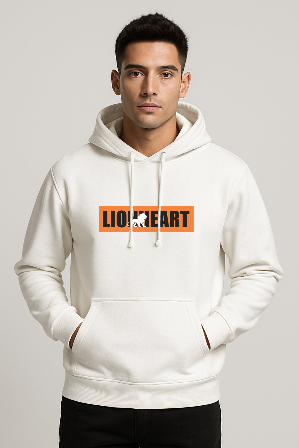 Sweatshirt : Lion  Heart Printed Kangaroo pocket Hoodie