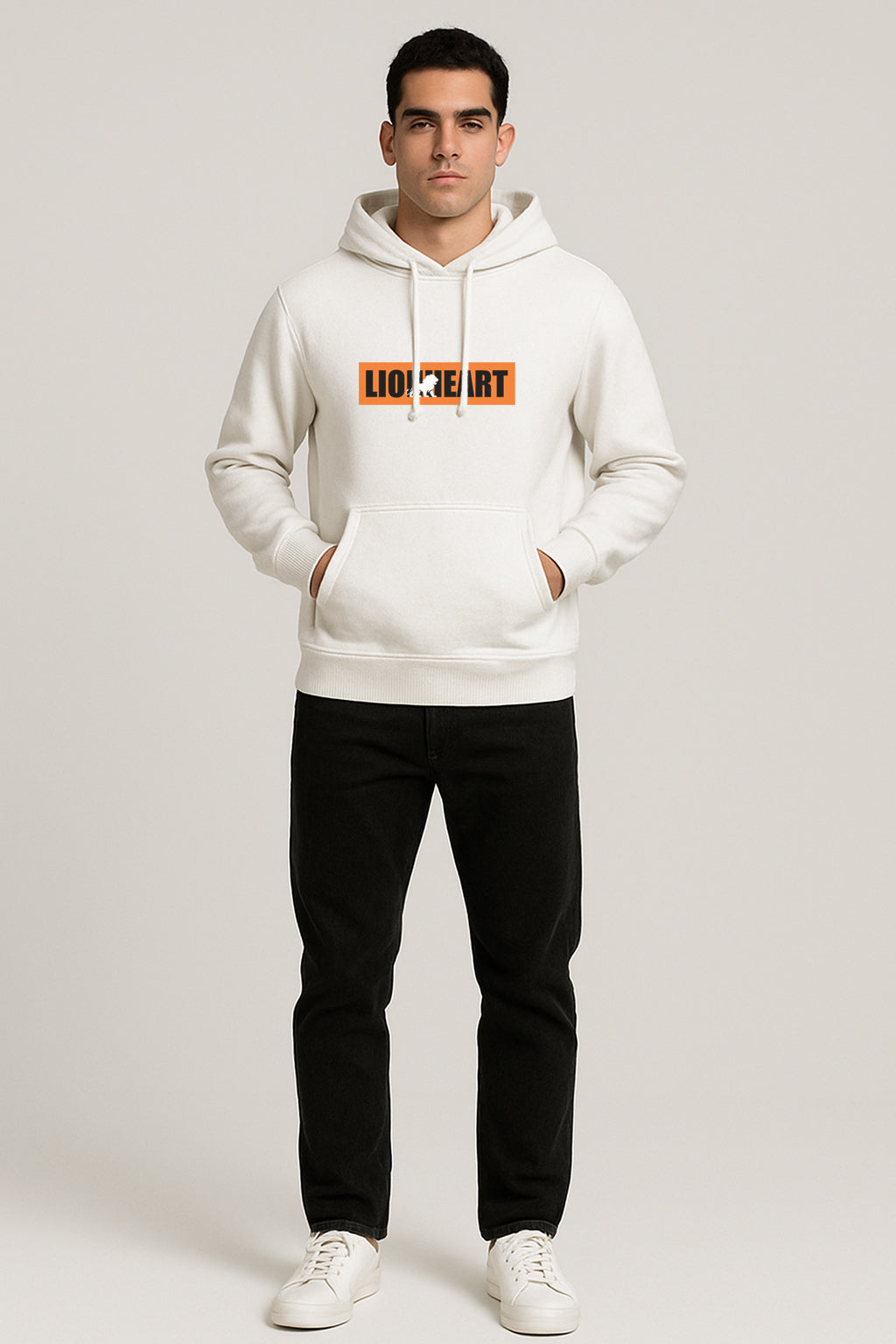 Sweatshirt : Lion  Heart Printed Kangaroo pocket Hoodie