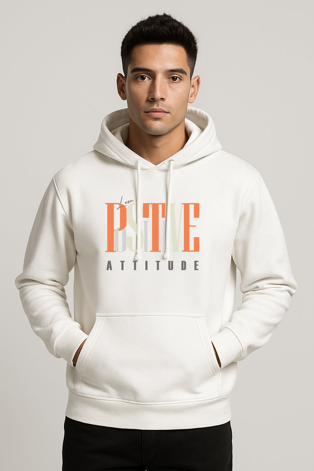 Sweatshirt : Positive Printed Kangaroo pocket Hoodie