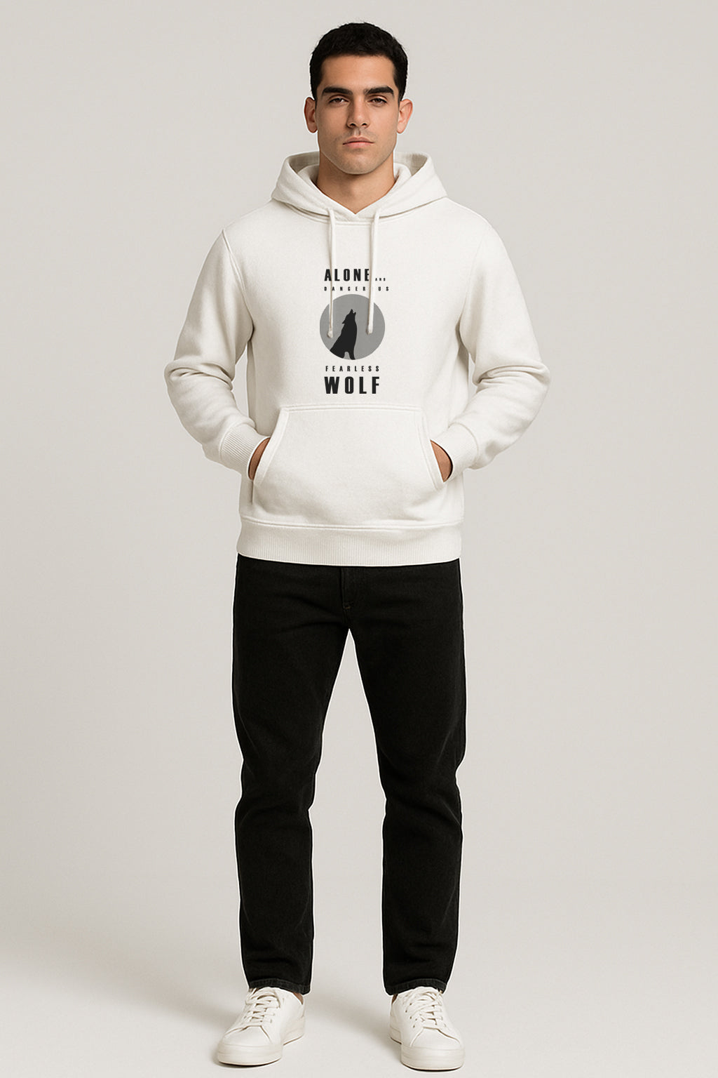 Sweatshirt : Wolf Printed Kangaroo pocket Hoodie