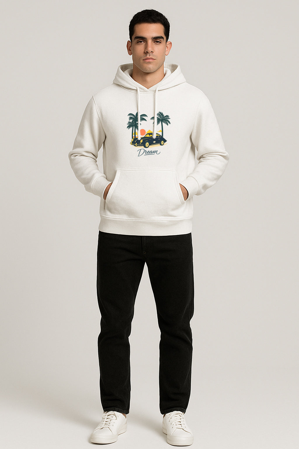 Sweatshirt :Dream Printed Kangaroo Pocket Full Sleeve Hoodie