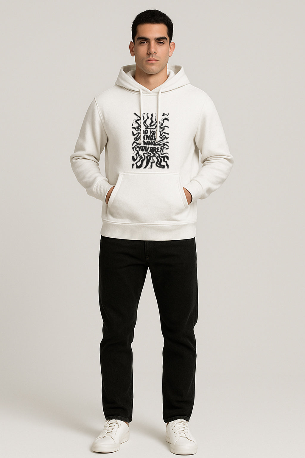 Sweatshirt :Do You Know Printed Kangaroo Pocket Full Sleeve Hoodie