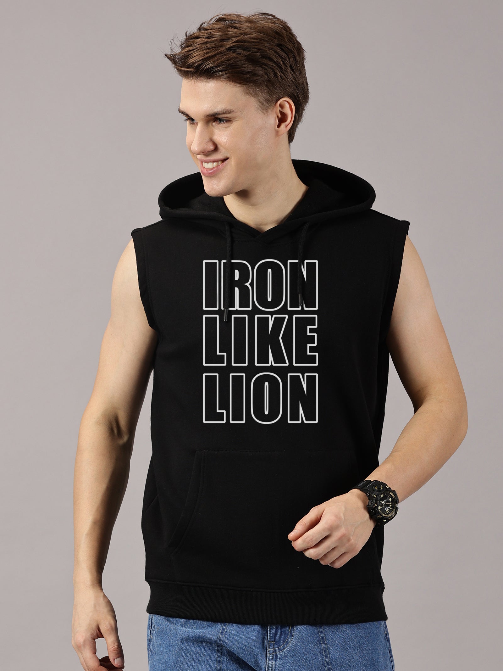 Sweatshirt :Ironlikelion Printed Sleeveless Hoodie