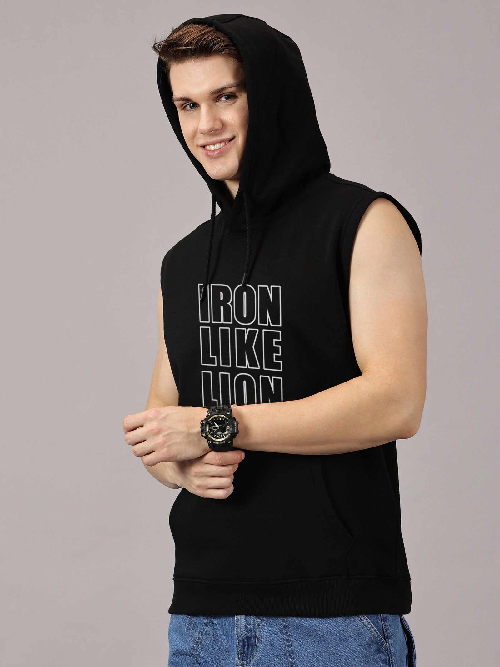 Sweatshirt :Ironlikelion Printed Sleeveless Hoodie