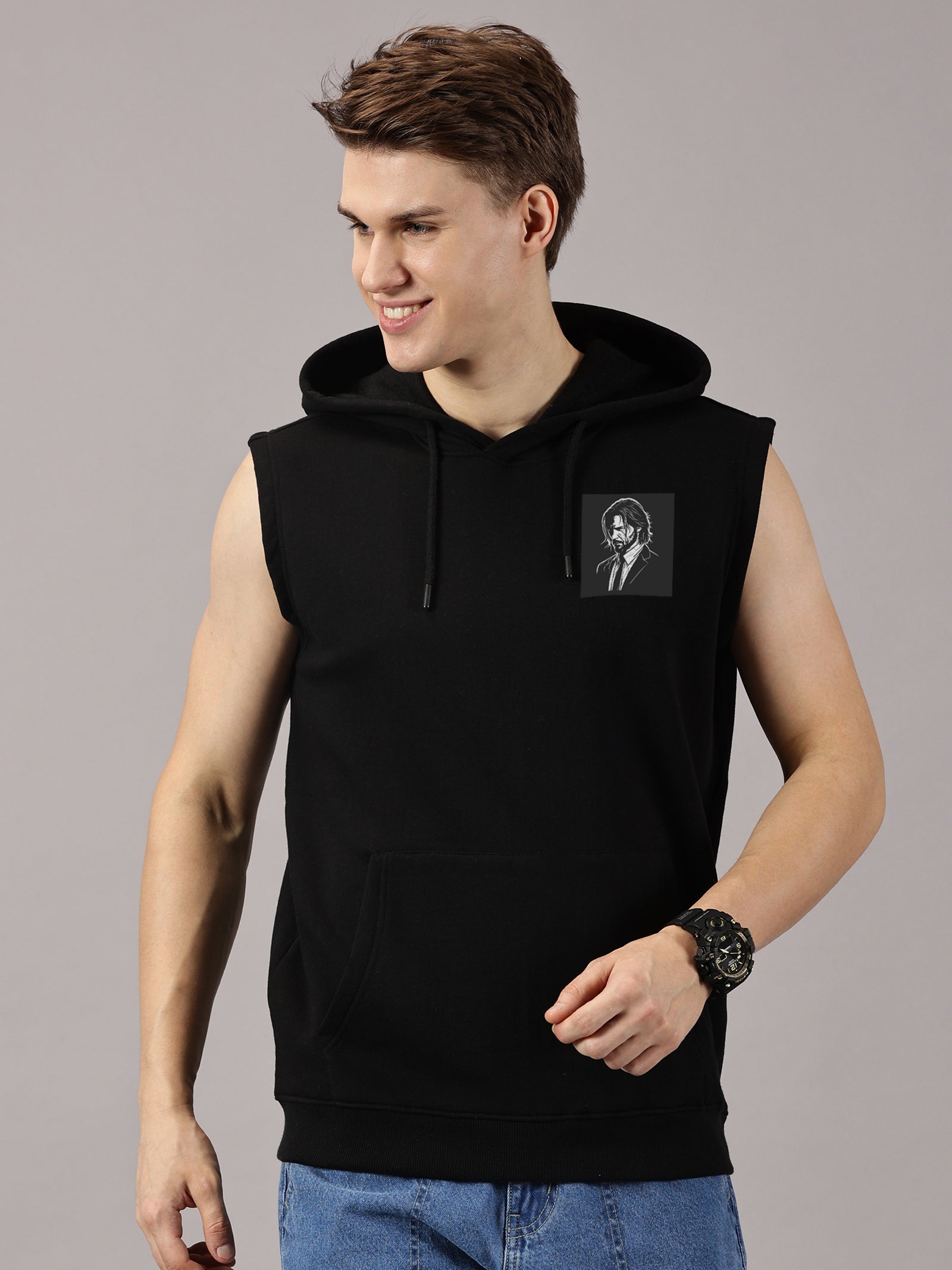 Sweatshirt :: John Printed Sleeveless Hoodie