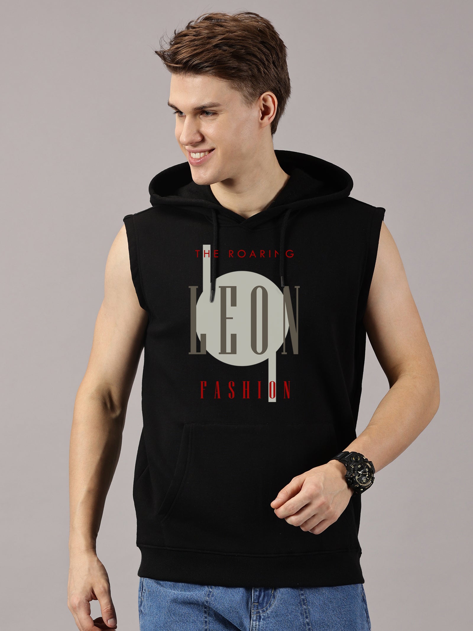 Sweatshirt :Leonfashion Printed Sleeveless Hoodie