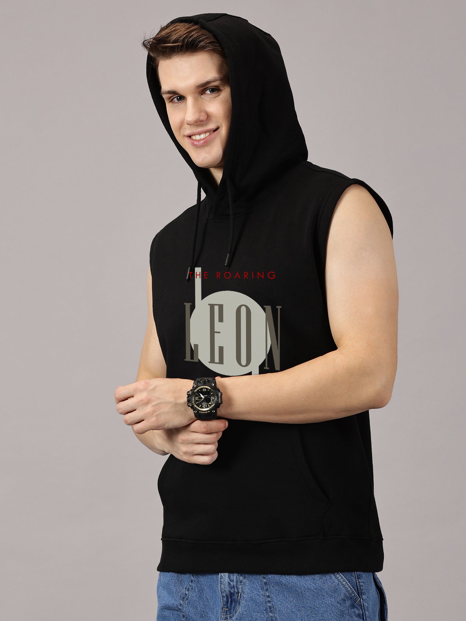 Sweatshirt :Leonfashion Printed Sleeveless Hoodie