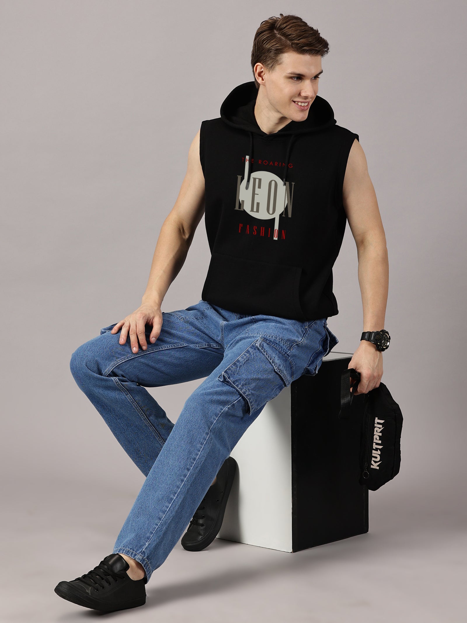 Sweatshirt :Leonfashion Printed Sleeveless Hoodie