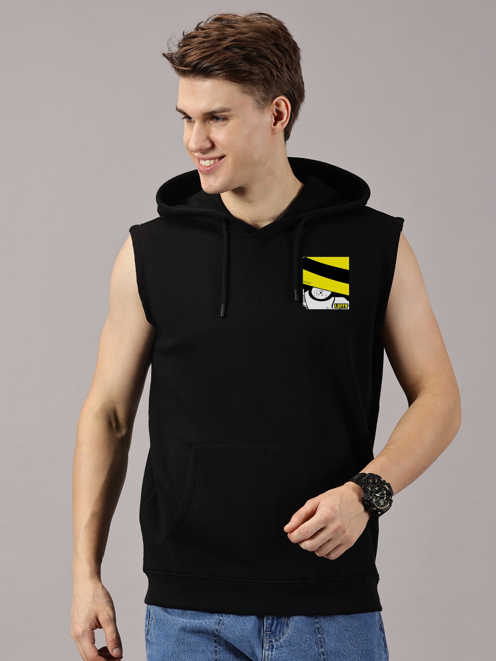Sweatshirt ::  Luffy Printed Sleeveless Hoodie