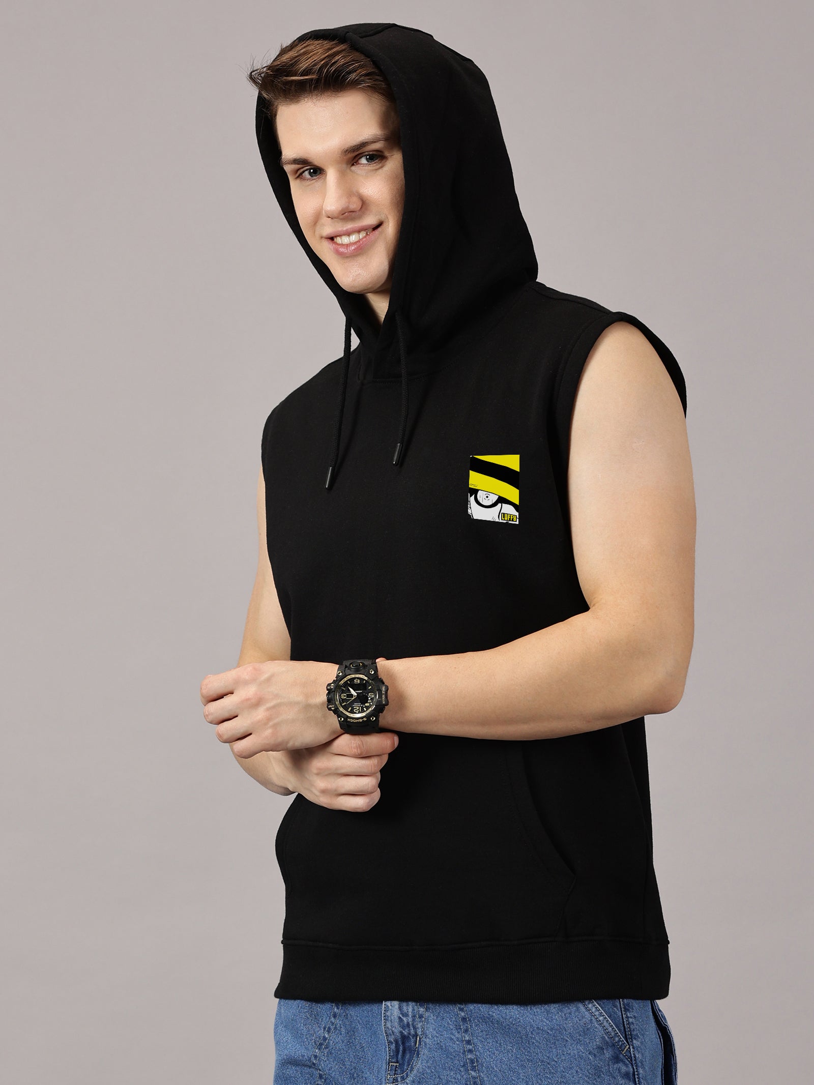 Sweatshirt ::  Luffy Printed Sleeveless Hoodie