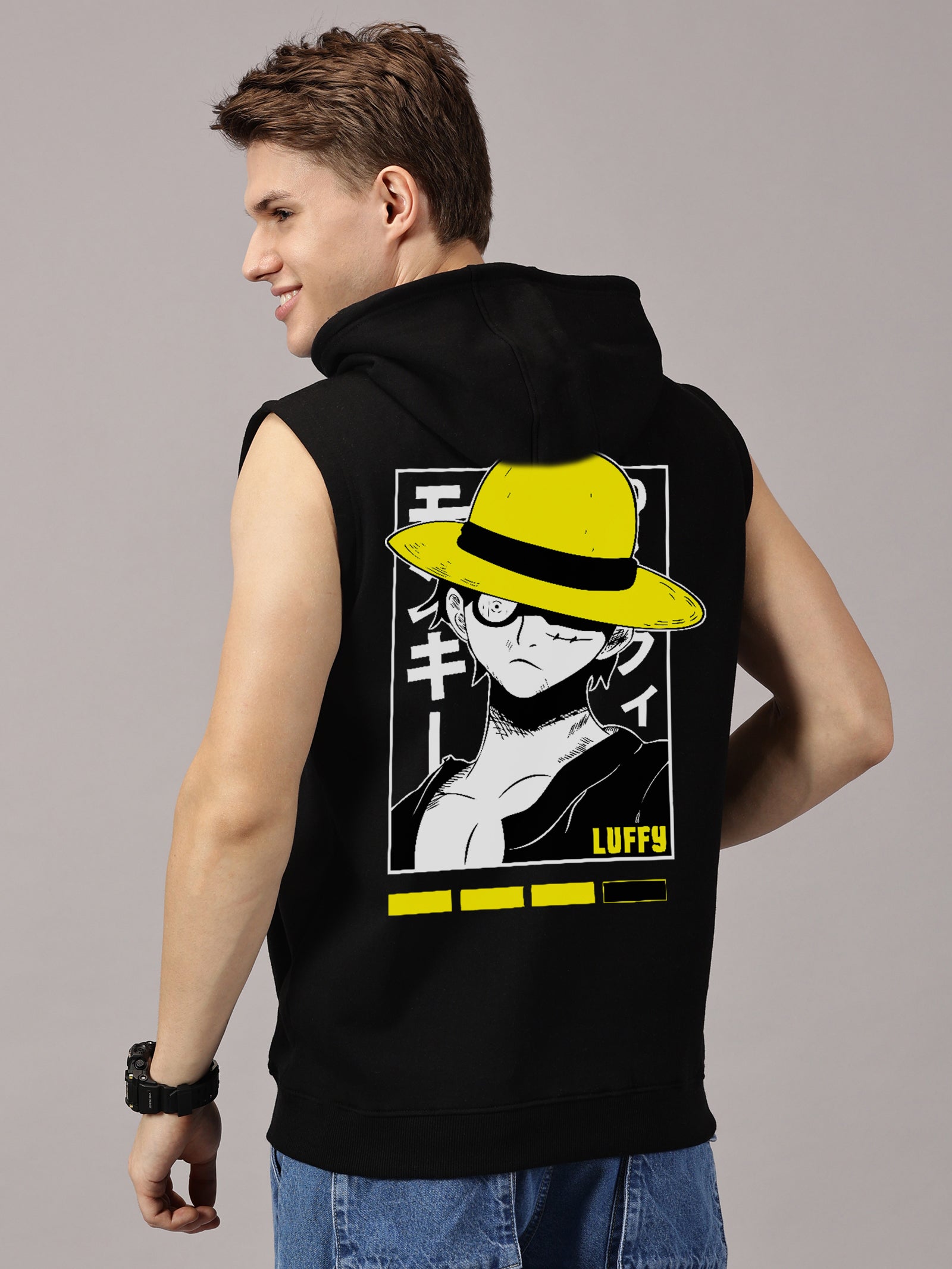 Sweatshirt ::  Luffy Printed Sleeveless Hoodie